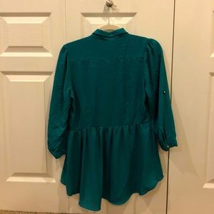 Papaya teal long sleeve blouse